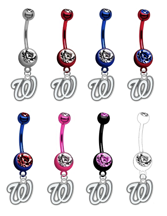 Washington Nationals MLB Baseball Belly Button Navel Ring - Pick Your Color