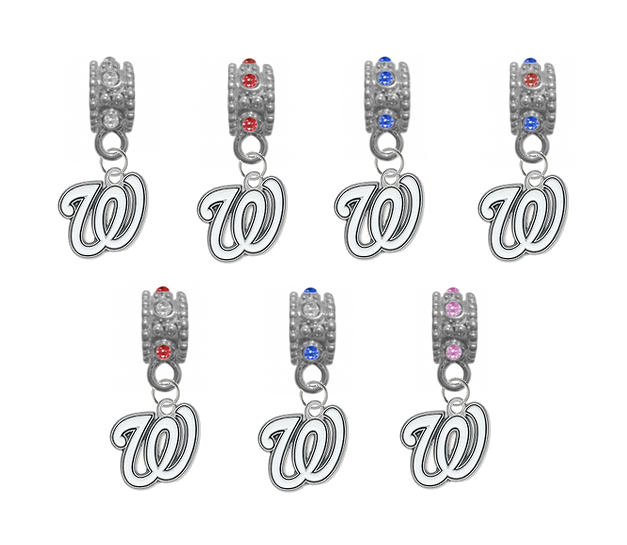 Washington Nationals MLB Baseball Crystal Rhinestone European Bracelet Charm