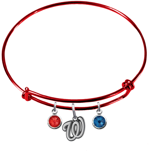 Washington Nationals Red MLB Expandable Wire Bangle Charm Bracelet