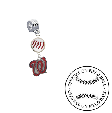 Washington Nationals 2 On Field Baseball Universal European Bracelet Charm (Pandora Compatible)