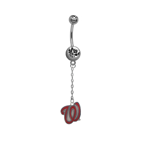 Washington Nationals Style 2 Dangle Chain Belly Button Navel Ring