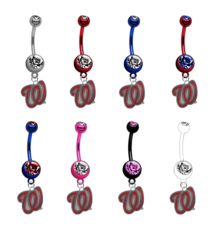 Washington Nationals Style 2 MLB Baseball Belly Button Navel Ring - Pick Your Color