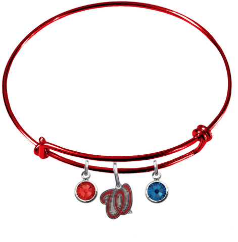 Washington Nationals Style 2 Red MLB Expandable Wire Bangle Charm Bracelet