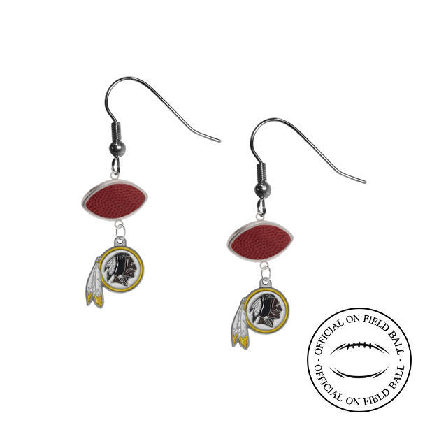 Washington Redskins NFL Authentic Official On Field Leather Football Dangle Earrings