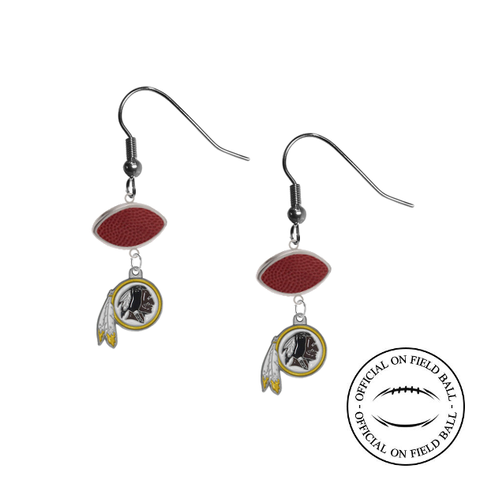 Washington Redskins NFL Authentic Official On Field Leather Football Dangle Earrings