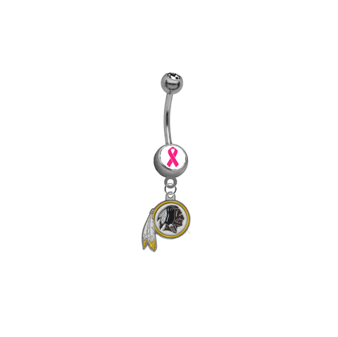 Washington Redskins Breast Cancer Awareness NFL Football Belly Button Navel Ring