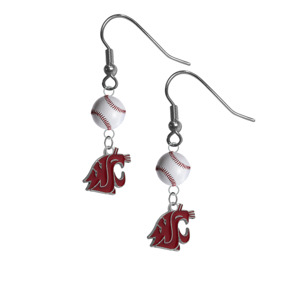 Washington State Cougars NCAA Baseball Dangle Earrings