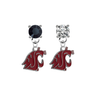 Washington State Cougars BLACK & CLEAR Swarovski Crystal Stud Rhinestone Earrings