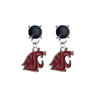 Washington State Cougars BLACK Swarovski Crystal Stud Rhinestone Earrings