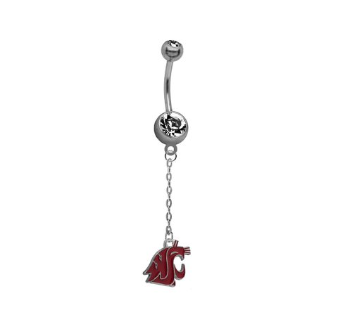 Washington State Cougars Dangle Chain Belly Button Navel Ring