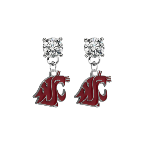 Washington State Cougars CLEAR Swarovski Crystal Stud Rhinestone Earrings