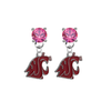 Washington State Cougars PINK Swarovski Crystal Stud Rhinestone Earrings