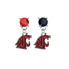 Washington State Cougars RED & BLACK Swarovski Crystal Stud Rhinestone Earrings