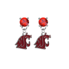 Washington State Cougars RED Swarovski Crystal Stud Rhinestone Earrings
