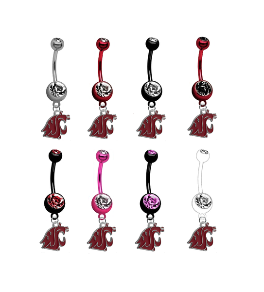 Washington State Cougars NCAA College Belly Button Navel Ring - Pick Your Color