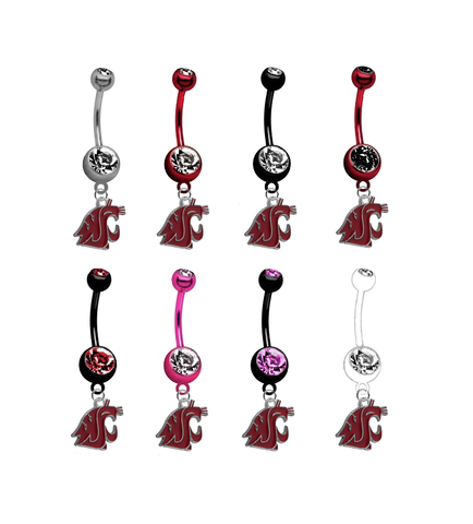 Washington State Cougars NCAA College Belly Button Navel Ring - Pick Your Color