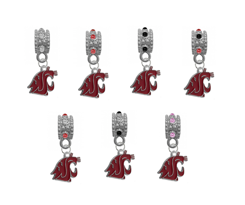 Washington State Cougars NCAA Crystal Rhinestone European Bracelet Charm