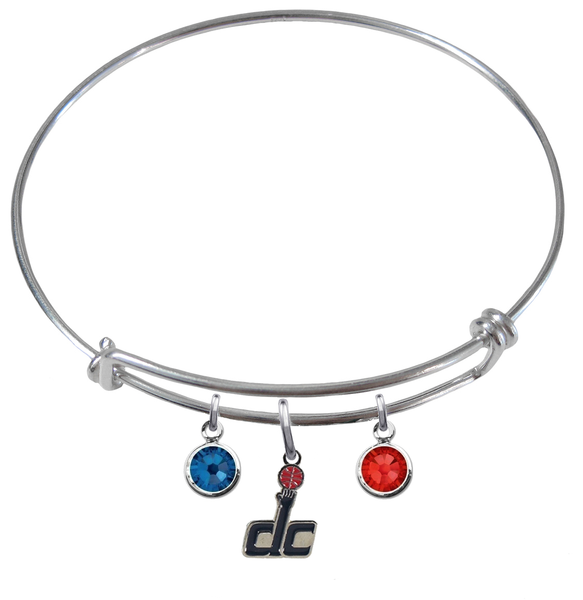 Washington Wizards DC Logo NBA Expandable Wire Bangle Charm Bracelet