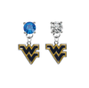 West Virginia Mountaineers BLUE & CLEAR Swarovski Crystal Stud Rhinestone Earrings