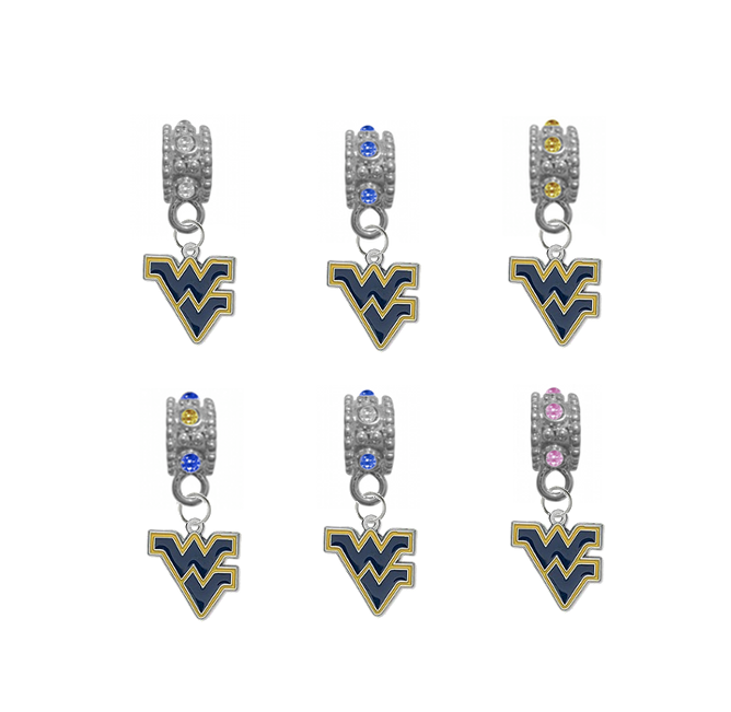 West Virginia Mountaineers NCAA Crystal Rhinestone European Bracelet Charm