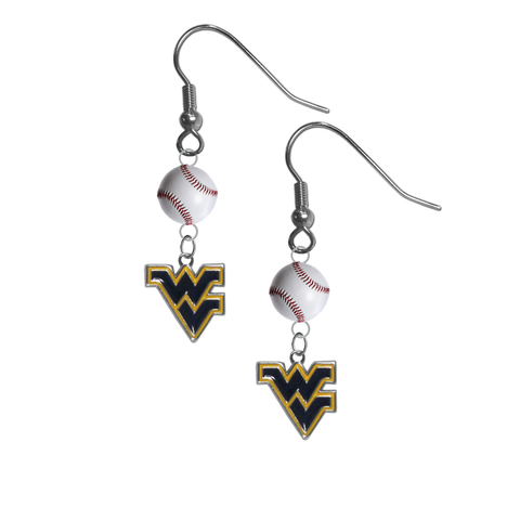 West Virginia Mountaineers NCAA Baseball Dangle Earrings