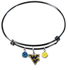 West Virginia Mountaineers BLACK Expandable Wire Bangle Charm Bracelet