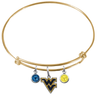 West Virginia Mountaineers GOLD Expandable Wire Bangle Charm Bracelet