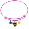 West Virginia Mountaineers PINK Expandable Wire Bangle Charm Bracelet