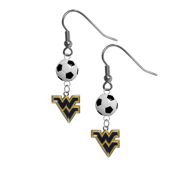 West Virginia Mountaineers NCAA Soccer Dangle Earrings