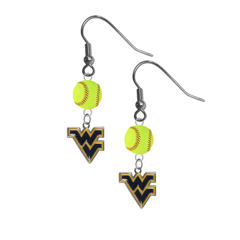 West Virginia Mountaineers NCAA Fastpitch Softball Dangle Earrings