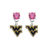 West Virginia Mountaineers PINK Swarovski Crystal Stud Rhinestone Earrings