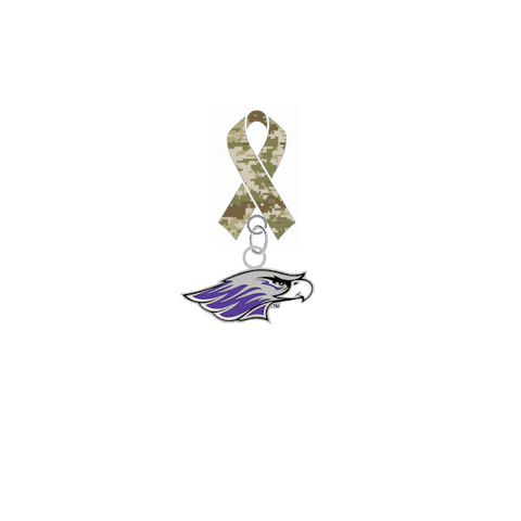 Wisconsin Whitewater Warhawks Salute to Service Military Appreciation Camo Ribbon Lapel Pin