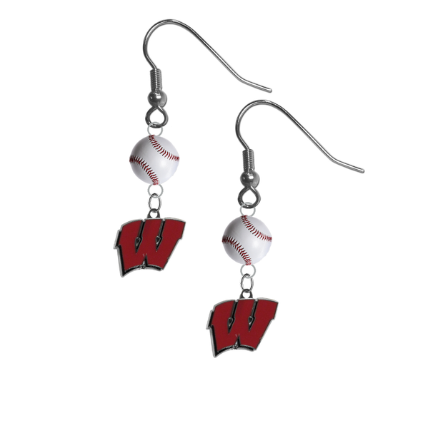 Wisconsin Badgers NCAA Baseball Dangle Earrings