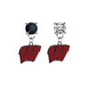 Wisconsin Badgers BLACK & CLEAR Swarovski Crystal Stud Rhinestone Earrings