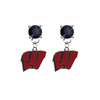 Wisconsin Badgers BLACK Swarovski Crystal Stud Rhinestone Earrings