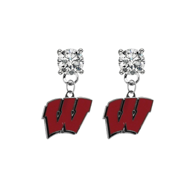 Wisconsin Badgers CLEAR Swarovski Crystal Stud Rhinestone Earrings