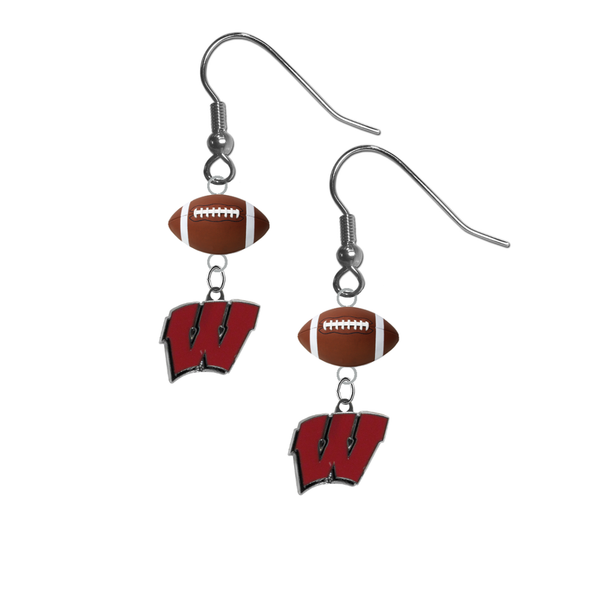 Wisconsin Badgers NCAA Football Dangle Earrings