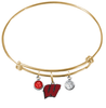 Wisconsin Badgers GOLD Expandable Wire Bangle Charm Bracelet