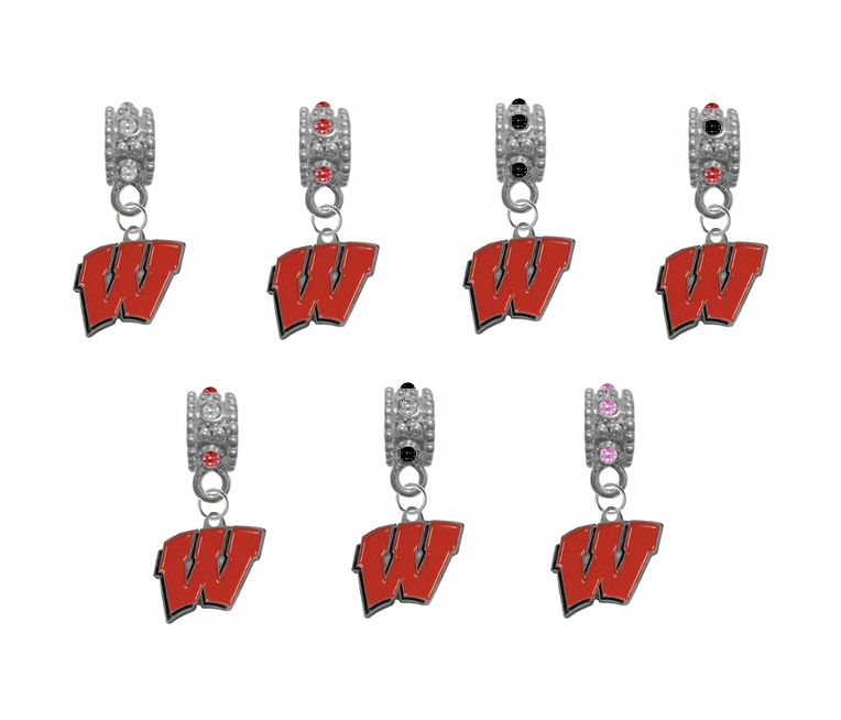 Wisconsin Badgers NCAA Crystal Rhinestone European Bracelet Charm