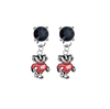 Wisconsin Badgers Mascot BLACK Swarovski Crystal Stud Rhinestone Earrings