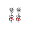 Wisconsin Badgers Mascot CLEAR Swarovski Crystal Stud Rhinestone Earrings