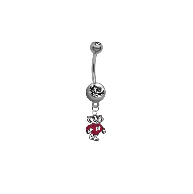 Wisconsin Badgers Mascot NCAA College Belly Button Navel Ring - SportsJewelryProShop