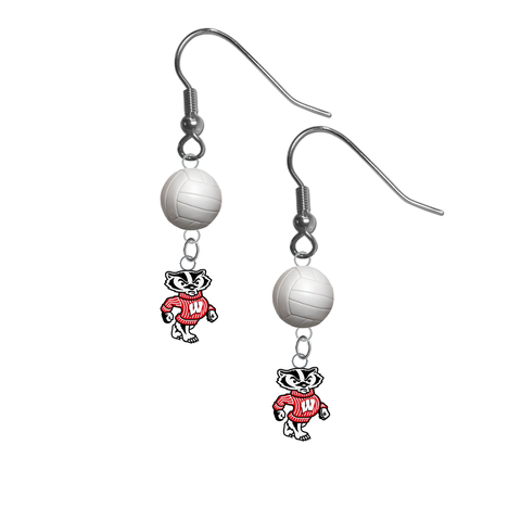 Wisconsin Badgers Mascot NCAA Volleyball Dangle Earrings