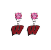 Wisconsin Badgers PINK Swarovski Crystal Stud Rhinestone Earrings