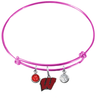 Wisconsin Badgers PINK Expandable Wire Bangle Charm Bracelet