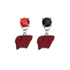 Wisconsin Badgers RED & BLACK Swarovski Crystal Stud Rhinestone Earrings