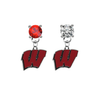 Wisconsin Badgers RED & CLEAR Swarovski Crystal Stud Rhinestone Earrings
