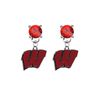 Wisconsin Badgers RED Swarovski Crystal Stud Rhinestone Earrings