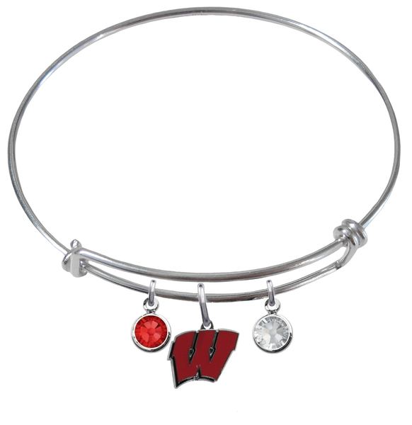 Wisconsin Badgers NCAA Expandable Wire Bangle Charm Bracelet