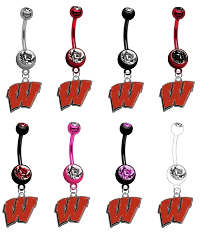 Wisconsin Badgers NCAA College Belly Button Navel Ring - Pick Your Color